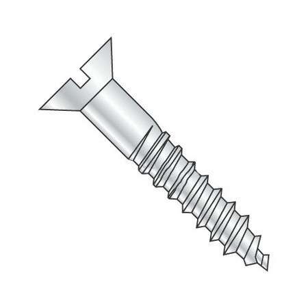 Newport Fasteners Wood Screw, #5, 3/4 in, Zinc Plated Steel Flat Head Slotted Drive, 100 PK 700310-100